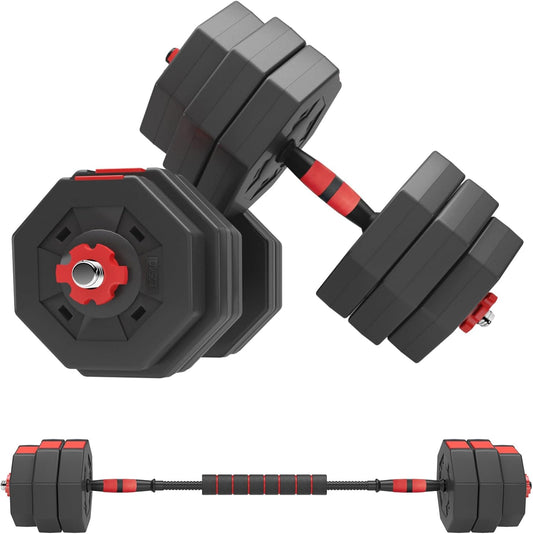 Weights Dumbbells Set, Adjustable Dumbbells Set of 2, Pair Strength Training Free Weights for Women at Home, 2 in 1 Barbell Set, Home Fitness Equipment for Gym, Work Out