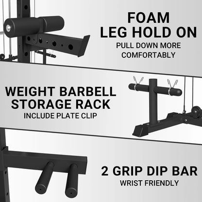 ER KANG Smith Machine Home Gym, 2000LBS Smith Rack with Cable Crossover and 800LBS Weight Bench, Home Gym Equipment